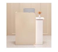 Modern Reception Counter Table with Curved Privacy Panel & LED Light Strip Small Front Desk for Lobby Salon Retail Space Saving Reception Desk Solution
