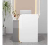 Modern Reception Counter Table with Lockable Drawer Space-Saving Front Desk for Home Office Salon Reception Room and Lobby - Stylish & Functional Workstation