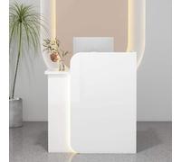 Modern Reception Counter Table with Lockable Drawer Space-Saving Front Desk for Home Office Salon Reception and Lobby - Stylish & Functional Design