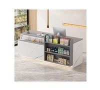 Modern Reception Counter with Drawer & Key Lock LED Lighted Display Ideal for Stores Offices & Salons (A Left 220CM/86.6IN)