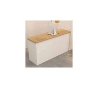 Modern Reception Counter with Drawers - Stylish Front Desk Showcase for Retail Lobby Salon Office - 120cm Oak & White Finish Display Unit and Cash Desk