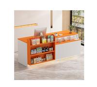 Modern Reception Counter with Light KeyLock Drawer Stylish Checkout Desk for Stores Offices and Salons200CM/78.7IN (Right)