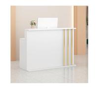 Modern Reception Desk Corner L Shaped Office Counter with Front Table Stylish Storage Cabinet for Home Office Store Reception Area (B L60cm 23.6in)