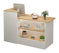 Modern Reception Desk Counter with Open Shelves & Drawers - Small Cashier Front Desk for Retail Shop Supermarket Convenience Store Hotel - Stylish & Functional