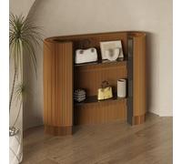 Modern Reception Desk, Curved Portable Checkout Counter for Craft Shows, Small Spaces, Store Hotel Lobby Display Rack