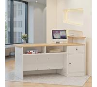Modern Reception Desk | Elegant Cashier Counter with Ample Storage | Wooden Retail & Salon Cashier Cabinet (Right High 160cm)