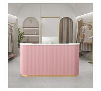 Modern Reception Desk for Beauty Salon: LED Light, Lockable Drawer, No Assembly Required, Space-Saving Design for Commercial Use (39inch/100cm)
