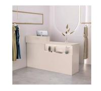 Modern Reception Desk for Lobby & Salon | Elegant Cream Front Counter | 80CM (31.4IN) Welcome Desk for Clothing & Beauty Stores | Stylish Customer Service Station