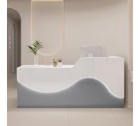 Modern Reception Desk for Office & Practice 120cm Gray & White Stylish Reception Counter with Soft Relaxing Lighting Functional Reception Table for Workspaces