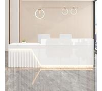 Modern Reception Desk for Office & Retail - Stylish Front Counter with Drawers & Lockable Cabinet - Elegant Reception Station for Salon Store & Home Office