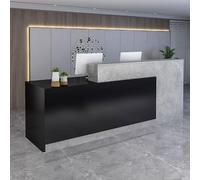 Modern Reception Desk for Offices & LoungesStylish 1.4m Gray & Black Front Counter in Engineered Wood Easy Assembly Ideal for Shops Restaurants & Waiting Areas