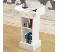 Modern Reception Desk Podium Stand for Office & Classroom, Stylish Hostess Stand with Drawer, Perfect for Presentations, Checkouts & Events - Black