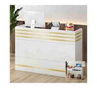 Modern Reception Desk - Sl ront Office Counter with Large Desktop Simple Elegant Design Versatile Welcome Unit for Offices (White 80CM/31.5in)