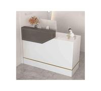 Modern Reception Desk - Stylish Cashier Counter Workstation with Storage Drawers for Office Beauty Salon Retail Shop & Lobby (White) - Elegant Checkout Solution