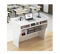Modern Reception Desk - Stylish Checkout Counter for Lobby, Salon, Clinic, Store & Office - White Finish, 90cm/35.4in Front Desk Furniture