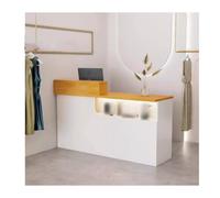 Modern Reception Desk - Stylish Front Desk for Beauty Salons & Clothing Stores - Gold Finish Lobby Welcome Desk, Right Side, 80CM (31.4IN) - Elegant Customer Service Furniture
