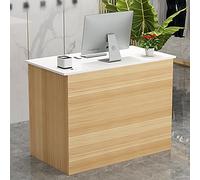 Modern Reception Desk - Stylish Lobby & Office Front Desk in Log & White Finish - Compact Design for Beauty Salons & Checkout Solutions - Sl ustomer Service Counter