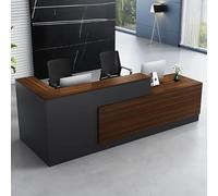Modern Reception Desk with Brown Wood Finish 180cm Office or Salon Counter Stylish Design for Professional Workspaces Perfect for Business Environments.