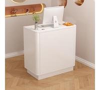 Modern Reception Desk with Cable Grommet & Lockable Drawers, Stylish Counter Table for Retail, Salon, Office, Lobby - Functional & Elegant Design