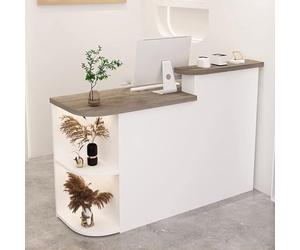 Modern Reception Desk with Cable Grommets & Lockable Drawers, Stylish Commercial Use Furniture for Retail, Beauty Salon, Lobby & Office Spaces