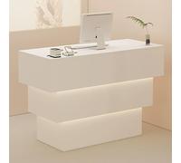 Modern Reception Desk with Cable Management & Storage - Elegant Front Counter for Retail Salons & Offices - Stylish Functional Design for Professional Spaces