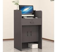 Modern Reception Desk with Cash Register LED Lights Lockable Drawers & Cable Management - Stylish Front Desk Furniture for Offices and Retail Spaces