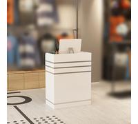 Modern Reception Desk with Counter | Lockable Drawer | Stylish Welcome Table for Office Beauty Salon Clothing Store Milk Tea Shop | White Front Desk