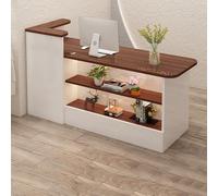 Modern Reception Desk with Counter - Small Front Desk Checkout & Retail Counter, Stylish L Shape Design for Office, Cashier Counter for Reception Area