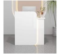 Modern Reception Desk with Curved Privacy Panel & LED Light Strip Lockable Drawer Stylish Retail Counter for Salon Office Boutique 780 x 450 x 1000mm