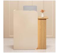 Modern Reception Desk with Curved Privacy Panel LED Light Strip Lockable Drawers Stylish Retail Counter for Salon Office Boutique 2120mm x 450mm x 1000mm
