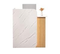 Modern Reception Desk with Curved Privacy Panel & USB LED Light Strip Compact Checkout Table with Lockable Drawers Ideal for Salon Office Boutique D 80cm/31.5inch