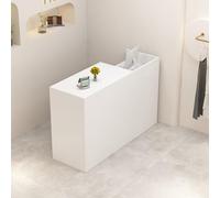 Modern Reception Desk with Double-Layer Countertop Lockable Drawers & Storage Cabinet for Home Office Salon Lobby - Stylish & Functional Workstation