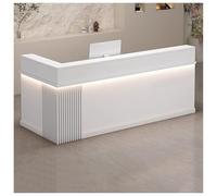 Modern Reception Desk with Drawer, 55in Office Writing Table, Storage Cabinet for Home Office, Checkout, Lobby, Beauty Salon - Natural Wood Finish, Stylish Workstation