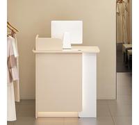 Modern Reception Desk with Drawer & Lock LED Lighted Front Counter - Perfect Cash Register Solution for Hair Salons Spas and Beauty Businesses
