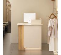 Modern Reception Desk with Drawer & Locking Lights | Compact Wooden Cash Register for Retail & Office | Stylish Corner Desk for Customer Service