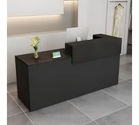 Modern Reception Desk with Drawer & Open Shelves 100 160 cm Front Counter Table Stylish Computer Workstation for Salons Offices Retail Stores & Home Black Right Side 160x100x60cm