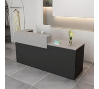 Modern Reception Desk with Drawer Storage 39-95" Front Counter Table for Salon Office Hotel & Retail Stores Grey & Black Corner Design 100x60x100cm