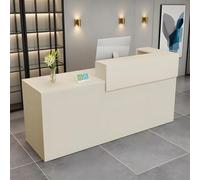 Modern Reception Desk with Drawer Storage 39-95" Front Counter Table for Salon Office Hotel & Retail Stores Left Corner Design Beige 120×60×100cm