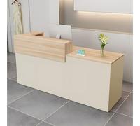 Modern Reception Desk with Drawer Storage 39-95 Inch Front Counter Table for Salon Hotel Office Retail - Stylish Wood & Beige Finish Right Corner Design 200×60×100cm