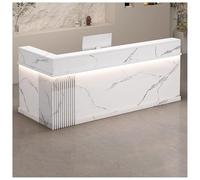 Modern Reception Desk with Drawer & Storage Cabinet, 55" Computer Desk for Home Office, Lobby, Checkout, Beauty Salon - Natural Wood Finish, Stylish & Functional