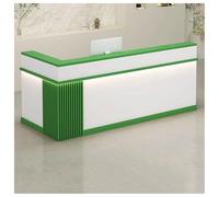 Modern Reception Desk with Drawer & Storage Cabinet, 55in Home Office Computer Desk, Natural Wood Finish for Office, Lobby, Checkout & Beauty Salon - B11
