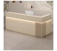 Modern Reception Desk with Drawer & Storage Cabinet, 55in Natural Wood Computer Desk for Home Office, Lobby, Checkout & Beauty Salon, Stylish Workstation Furniture