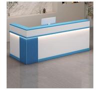 Modern Reception Desk with Drawer & Storage Cabinet, 59in Office Writing Desk in Natural Wood Finish, Ideal for Home Office, Checkout, Lobby & Beauty Salon (B13)