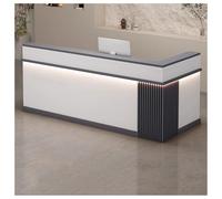 Modern Reception Desk with Drawer & Storage Cabinet - Natural Wood Finish Computer Desk for Home Office, Lobby, Checkout, Beauty Salon (A10, 100cm/39in)