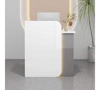 Modern Reception Desk with Drawers Stylish Checkout Counter Cashier Desk for Salon Hotel & Supermarket - Grey Retail Counter for Efficient Customer Service