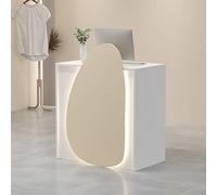 Modern Reception Desk with Front Counter Compact Table Featuring Drawers and Cable Management Grommets for Lobbies Salons Retail Home Offices