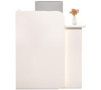 Modern Reception Desk with Lamp Cashier Counter Table for Retail Supermarket & Hotel Small Standing Desk with 2 Lockable Drawers 100x45x95cm