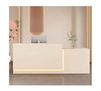 Modern Reception Desk with LED Elegant Counter Table for Office Café & Lounge Lockable Drawer Customer Service Station Welcome Desk (A2 120cm Long)