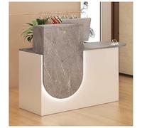Modern Reception Desk with LED Light Compact Entry Office Desk with Lockable Drawer Elegant Checkout Counter for Beauty Salon & Lobby Gray 119.4 x 45.7 x 99.1 cm