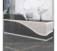 Modern Reception Desk with LED Light & Lockable Drawer, Perfect for Offices, Stylish Design, Space-Saving, Durable Material, Professional Workstation Furniture